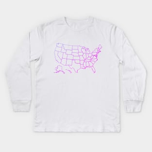 Colorful Gradient USA Map with State Outlines Kids Long Sleeve T-Shirt